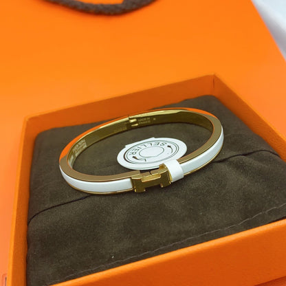 [Dawnora Jewelry]CLASSIC HM CLIC WHITE 8MM ENAMEL BRACELET