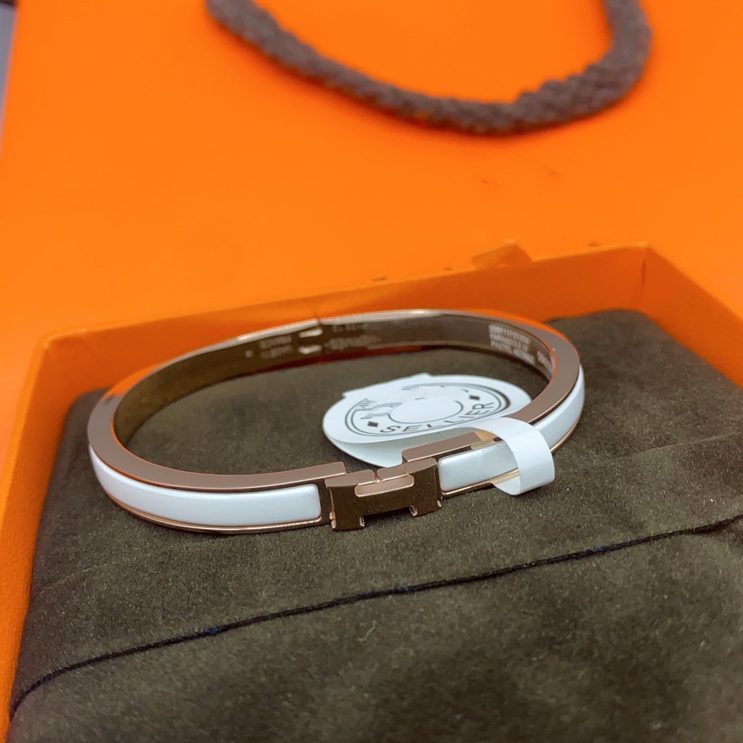 [Dawnora Jewelry]CLASSIC HM CLIC WHITE 8MM ENAMEL BRACELET