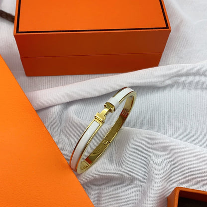[Dawnora Jewelry]CLASSIC HM CLIC WHITE 8MM ENAMEL BRACELET