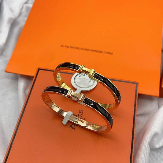 [Dawnora Jewelry]CLASSIC HM CLIC BLACK 8MM ENAMEL BRACELET