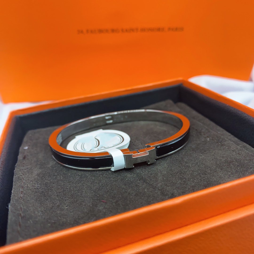 [Dawnora Jewelry]CLASSIC HM CLIC BLACK 8MM ENAMEL BRACELET