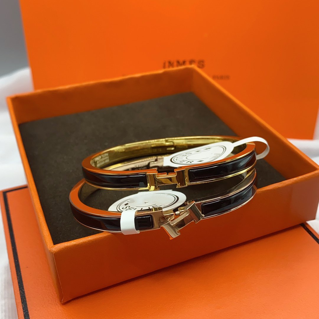 [Dawnora Jewelry]CLASSIC HM CLIC BLACK 8MM ENAMEL BRACELET