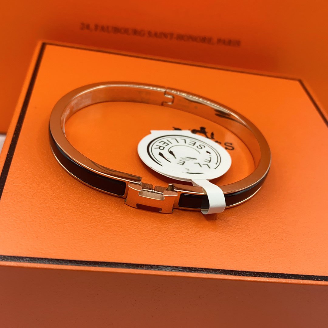 [Dawnora Jewelry]CLASSIC HM CLIC BLACK 8MM ENAMEL BRACELET