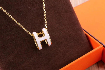 [Dawnora Jewelry]HM CLIC YELLOW ENAMEL GOLD NECKLACE