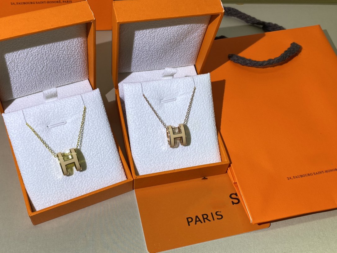 [Dawnora Jewelry]HM CLIC YELLOW ENAMEL GOLD NECKLACE