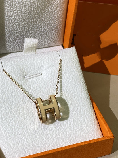 [Dawnora Jewelry]HM CLIC YELLOW ENAMEL GOLD NECKLACE