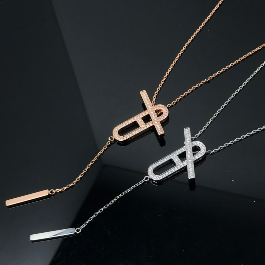 [Dawnora Jewelry]HM NECKLACE PLATINUM ROSE GOLD DIAMOND