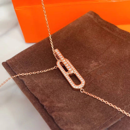 [Dawnora Jewelry]HM NECKLACE PLATINUM ROSE GOLD DIAMOND