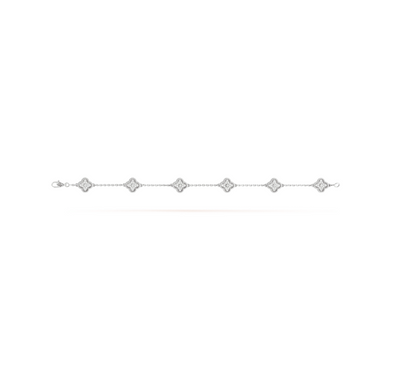 [Dawnora Jewelry]CLOVER 6 MOTIF SILVER DIAMOND BRACELET