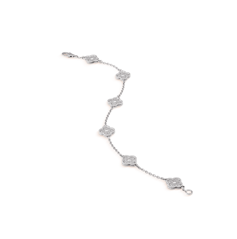 [Dawnora Jewelry]CLOVER 6 MOTIF SILVER DIAMOND BRACELET