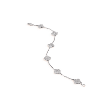 [Dawnora Jewelry]CLOVER 6 MOTIF SILVER DIAMOND BRACELET