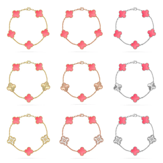 [Dawnora Jewelry] CLOVER 5 MOTIFS  PINK MOP BRACELET COLLECTION