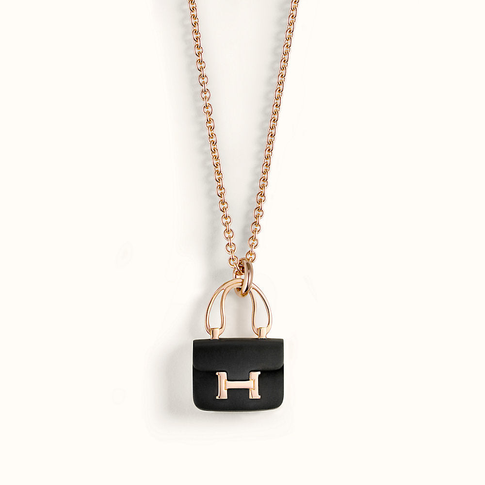 [Dawnora Jewelry]CONSTANCE BLACK PEDANT PINK GOLD NECKLACE