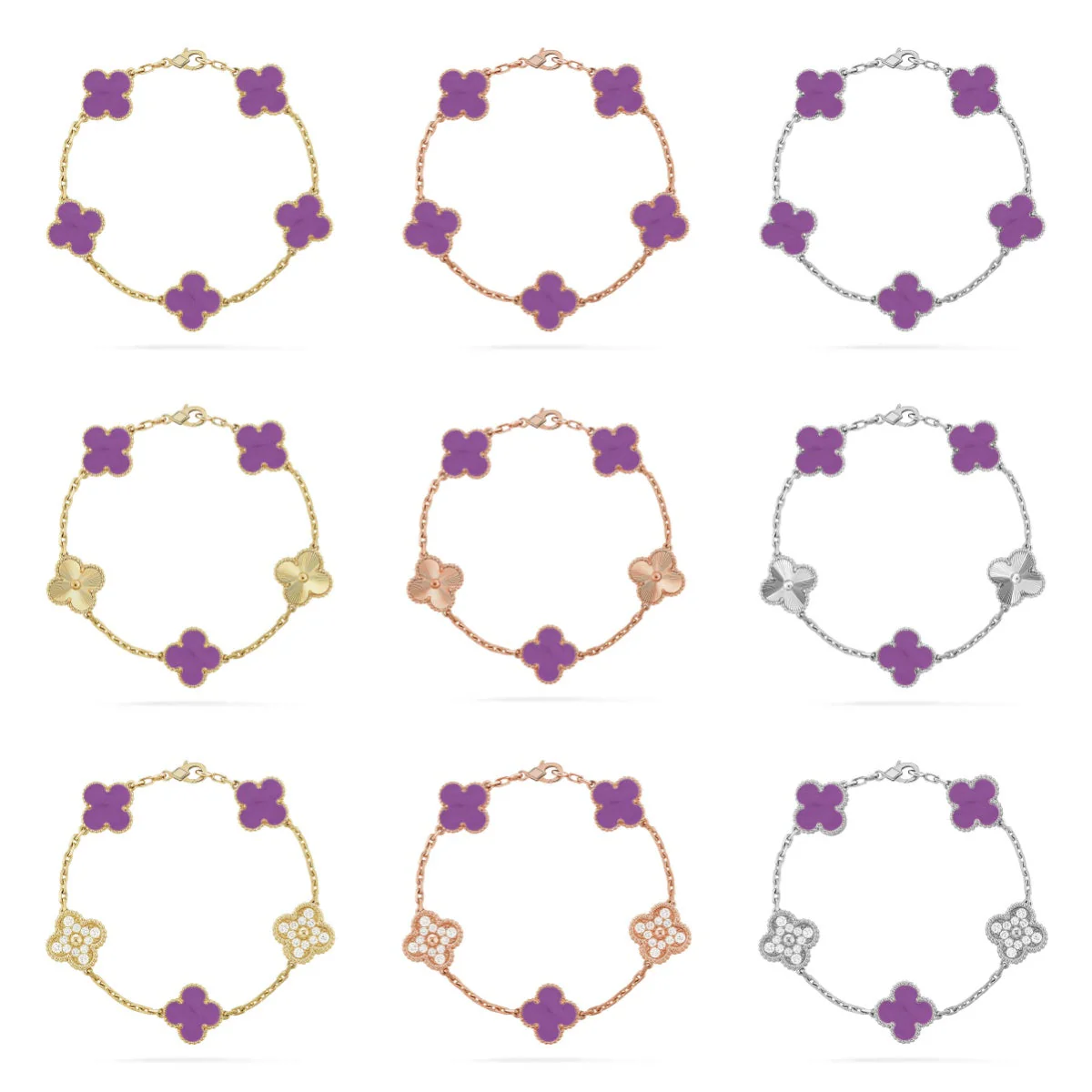 [Dawnora Jewelry] CLOVER 5 MOTIF VIOLET BRACELET COLLECTION