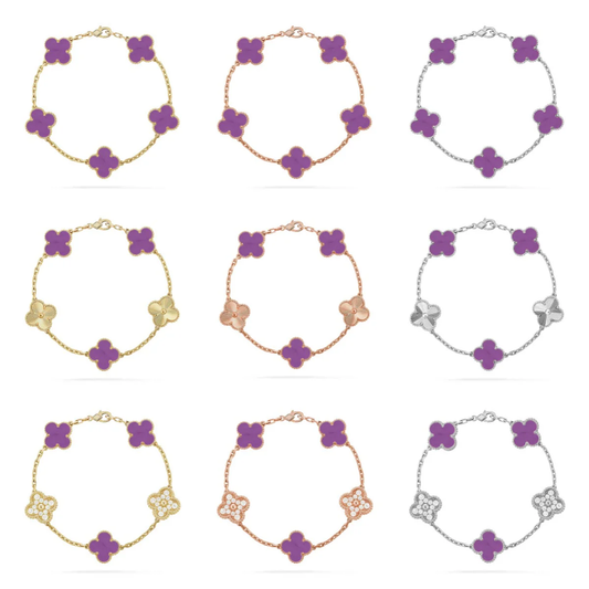 [Dawnora Jewelry] CLOVER 5 MOTIF VIOLET BRACELET COLLECTION