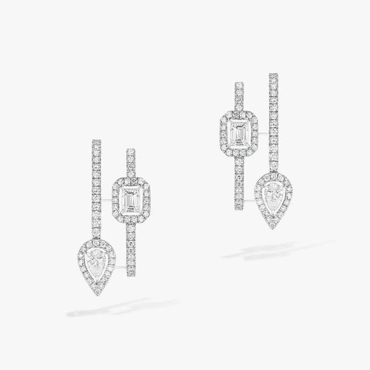 [Dawnora Jewelry]CREOLES MY TWIN 2 RANGS SILVER DIAMOND EARRINGS