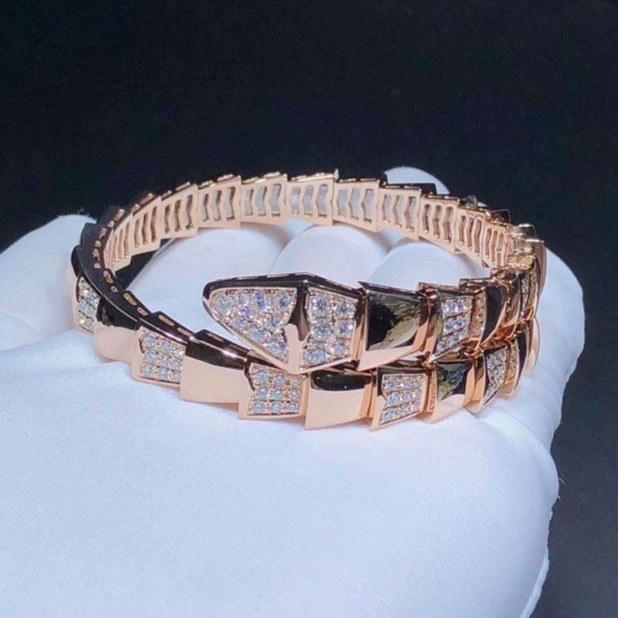 [Dawnora Jewelry]SERPENTI WIDE BRACELET PINK GOLD DIAMOND