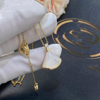 [Dawnora Jewelry]DREAM NECKLACE WHITE MOP GOLD 1 DIAMOND