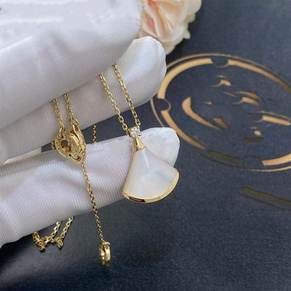 [Dawnora Jewelry]DREAM NECKLACE WHITE MOP GOLD 1 DIAMOND