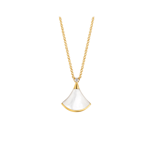 [Dawnora Jewelry]DREAM NECKLACE WHITE MOP GOLD 1 DIAMOND