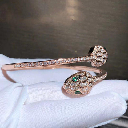 [Dawnora Jewelry]SERPENTI BRACELET PINK GOLD MALACHITE DIAMOND DOUBLE SNAKE