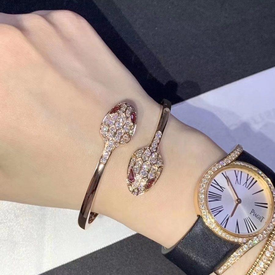 [Dawnora Jewelry]SERPENTI BRACELET PINK GOLD DIAMOND DOUBLE SNAKE