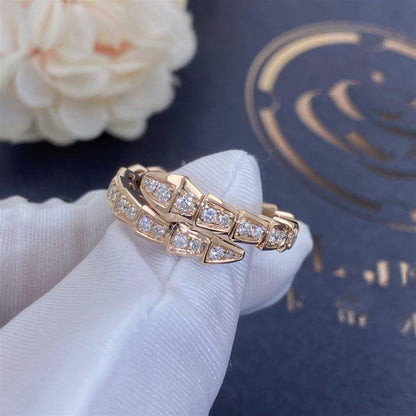 [Dawnora Jewelry]SERPENTI RING PINK GOLD DIAMOND PAVED 4MM