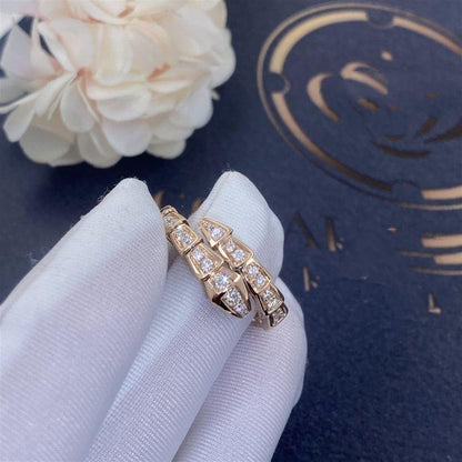 [Dawnora Jewelry]SERPENTI RING PINK GOLD DIAMOND PAVED 4MM