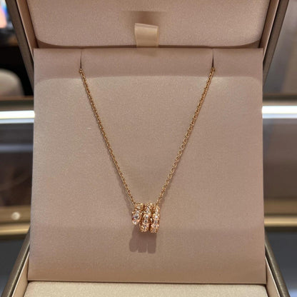 [Dawnora Jewelry]SERPENTI PINK GOLD NECKLACE DOUBLE RING DIAMOND