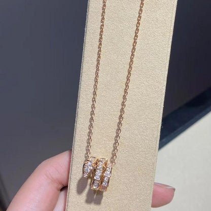 [Dawnora Jewelry]SERPENTI PINK GOLD NECKLACE DOUBLE RING DIAMOND
