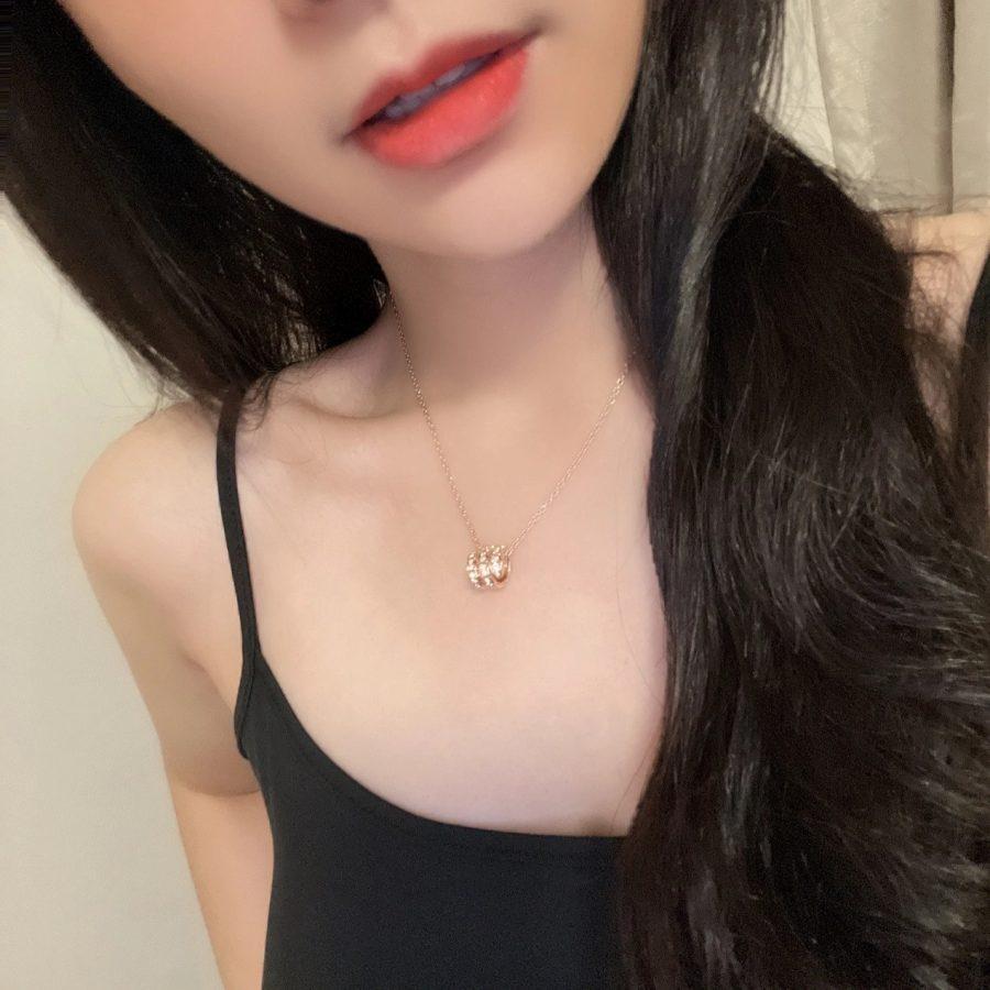 [Dawnora Jewelry]SERPENTI PINK GOLD NECKLACE DOUBLE RING DIAMOND