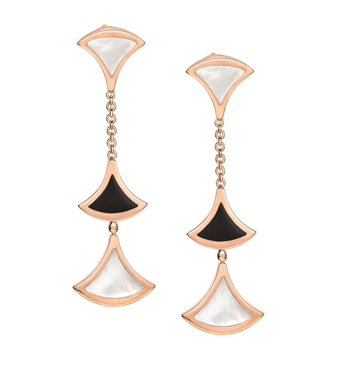 [Dawnora Jewelry]DREAM EARRINGS 3 MOTIFS ONYX MOP PINK GOLD