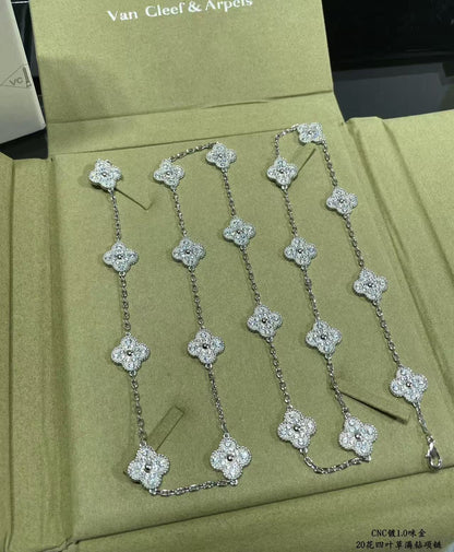 [Dawnora Jewelry]CLOVER 20 MOTIFS FULL-DIAMOND NECKLACE
