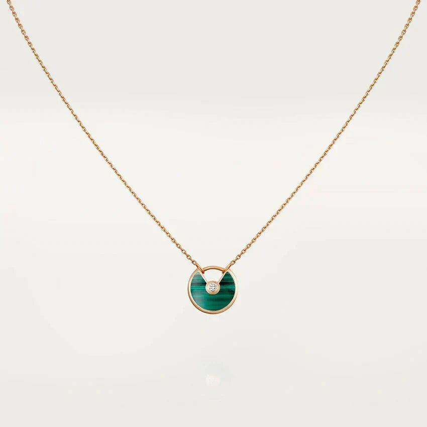 [Dawnora Jewelry]AMULETTE ROSE GOLD MALACHITE NECKLACE