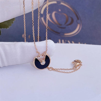 [Dawnora Jewelry]AMULETTE ROSE GOLD ONYX NECKLACE