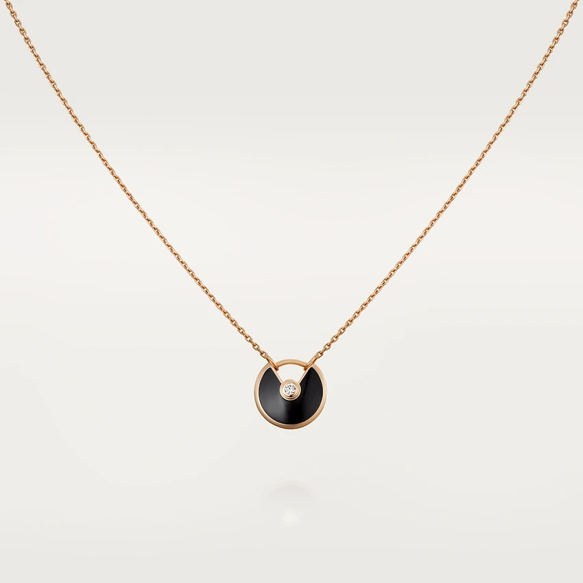 [Dawnora Jewelry]AMULETTE ROSE GOLD ONYX NECKLACE