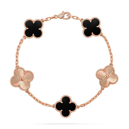 [Dawnora Jewelry] CLOVER 5 MOTIF ONYXS BRACELET COLLECTION