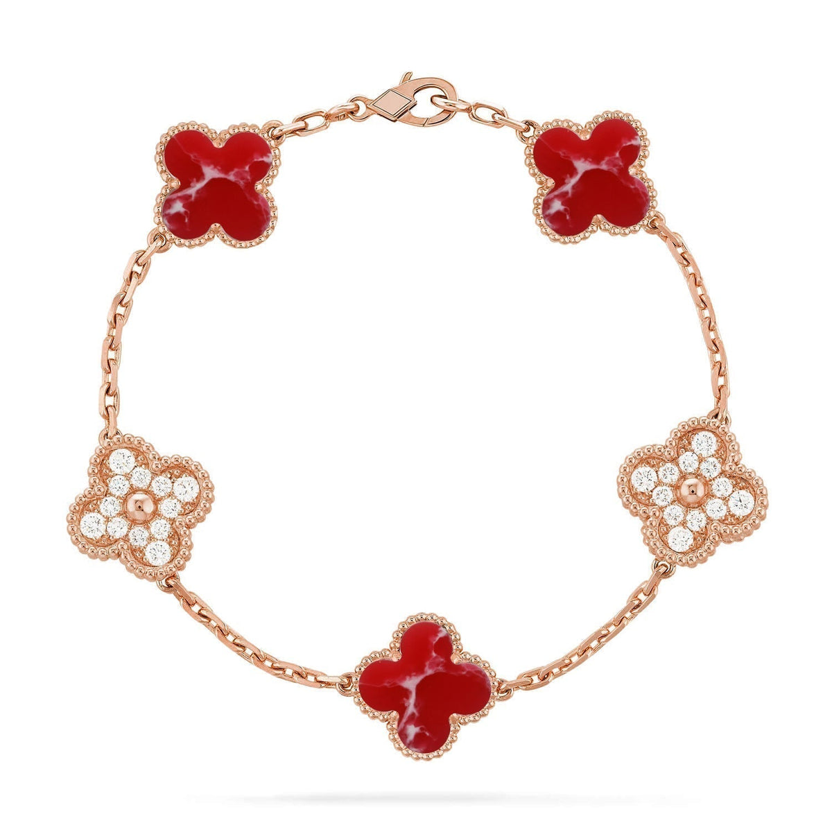 [Dawnora Jewelry]CLOVER 5 MOTIF RED PATTERN BRACELET COLLECTION