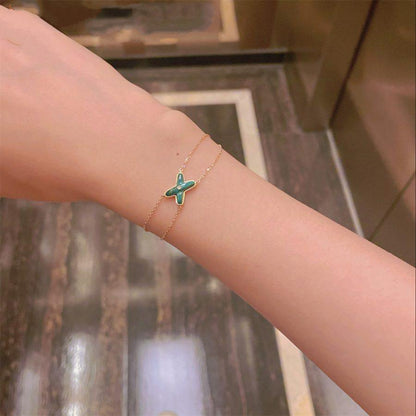 [Dawnora Jewelry]JEUX BRACELET MALACHITE PINK GOLD 1 DIAMOND