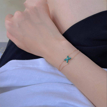 [Dawnora Jewelry]JEUX BRACELET MALACHITE PINK GOLD 1 DIAMOND