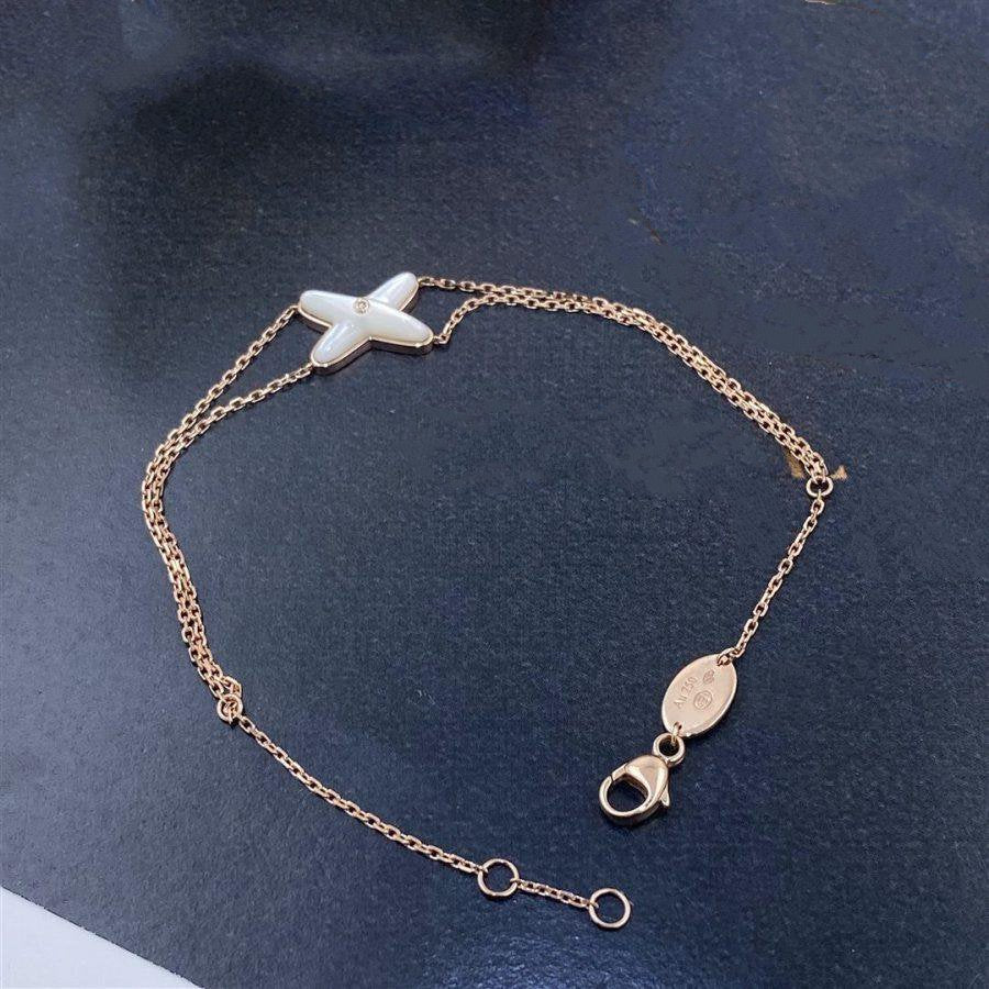 [Dawnora Jewelry]JEUX BRACELET WHITE MOP PINK GOLD 1 DIAMOND