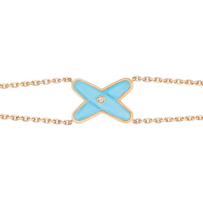 [Dawnora Jewelry]JEUX BRACELET TURQUOISE PINK GOLD 1 DIAMOND