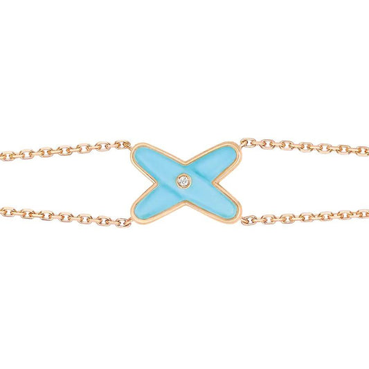 [Dawnora Jewelry]JEUX BRACELET TURQUOISE PINK GOLD 1 DIAMOND