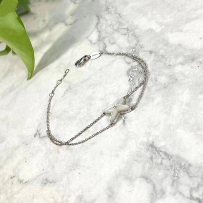 [Dawnora Jewelry]JEUX BRACELET WHITE MOP SILVER 1 DIAMOND