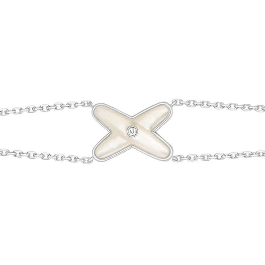 [Dawnora Jewelry]JEUX BRACELET WHITE MOP SILVER 1 DIAMOND