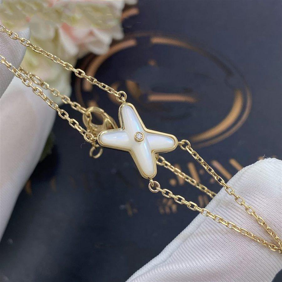 [Dawnora Jewelry]JEUX BRACELET WHITE MOP GOLD 1 DIAMOND