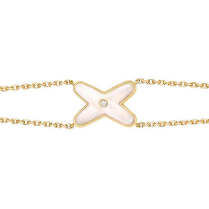 [Dawnora Jewelry]JEUX BRACELET WHITE MOP GOLD 1 DIAMOND