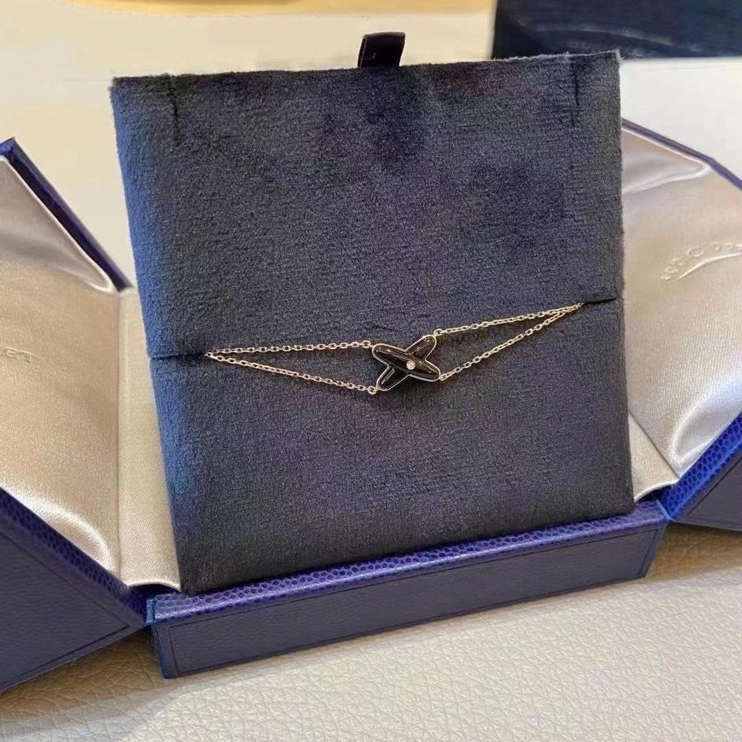 [Dawnora Jewelry]JEUX BRACELET ONYX PINK GOLD 1 DIAMOND