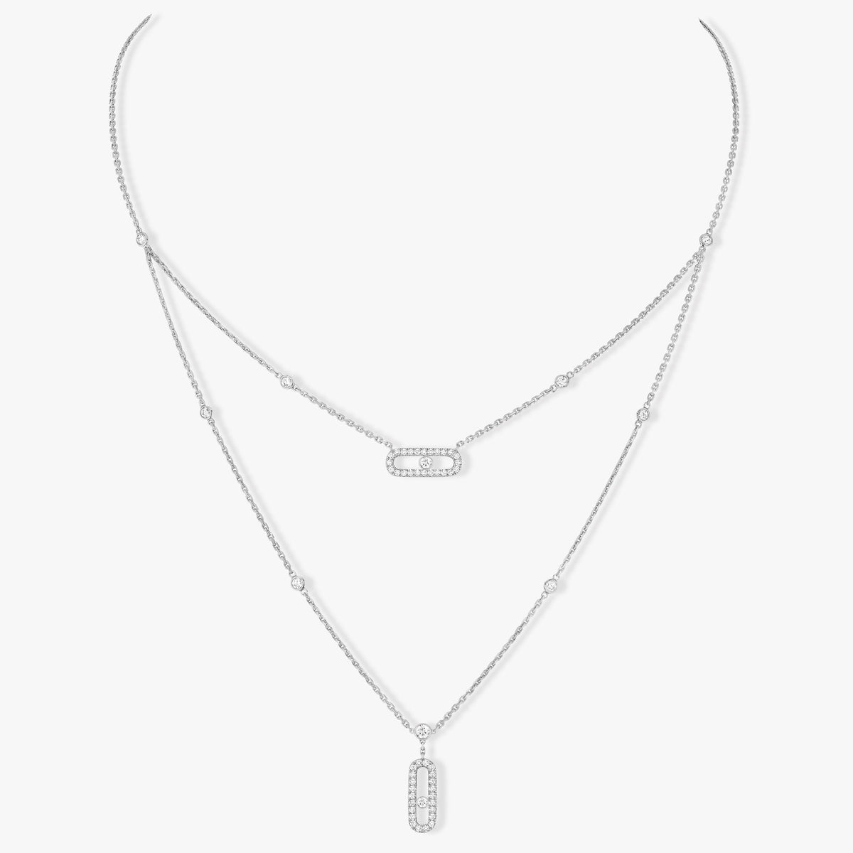[Dawnora Jewelry]MOVE 2 ROW DIAMOND NECKLACE