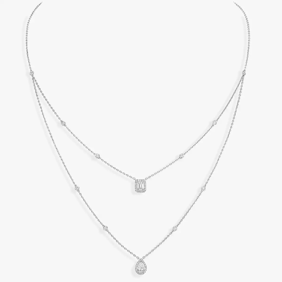 [Dawnora Jewelry]Diamond Necklace My Twin 2 Rows